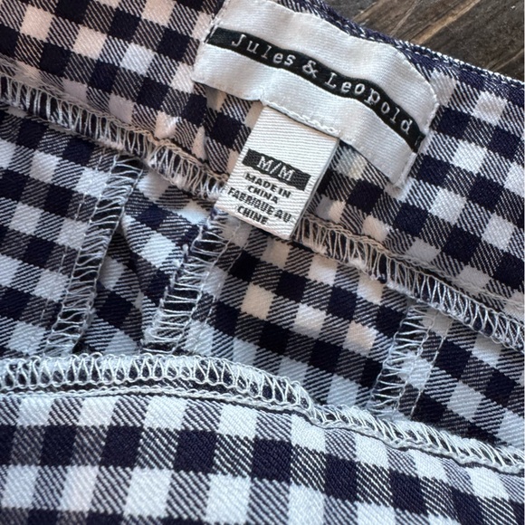 JULES& LEOPOLD Black& White Checkered Pants- pull on kick flare fun& flattering - Picture 6 of 9